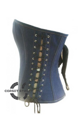Blue and White Strips Gothic Steampunk Bustier Waist Training Costume Overbust Denim Plus Size Corset